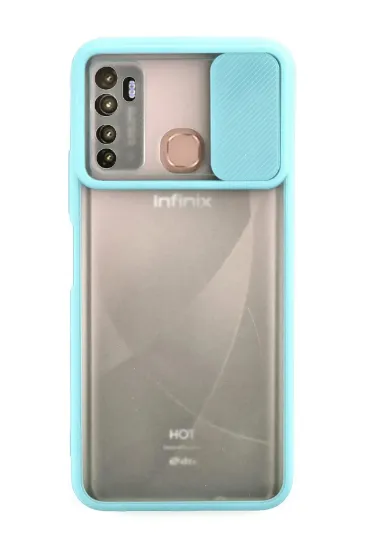Newface İnfinix Hot 9 Kılıf Palm Buzlu Kamera Sürgülü Silikon - Turkuaz resmi