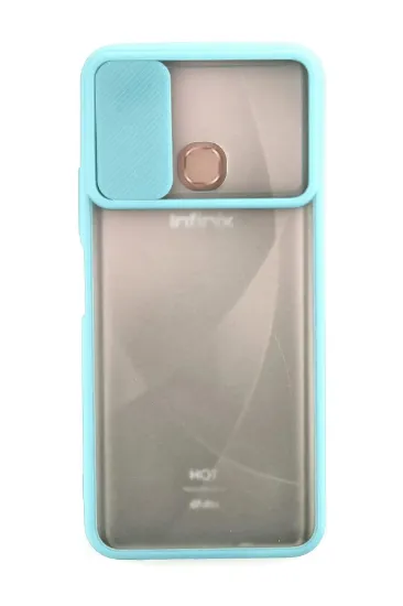 Newface İnfinix Hot 9 Kılıf Palm Buzlu Kamera Sürgülü Silikon - Turkuaz resmi