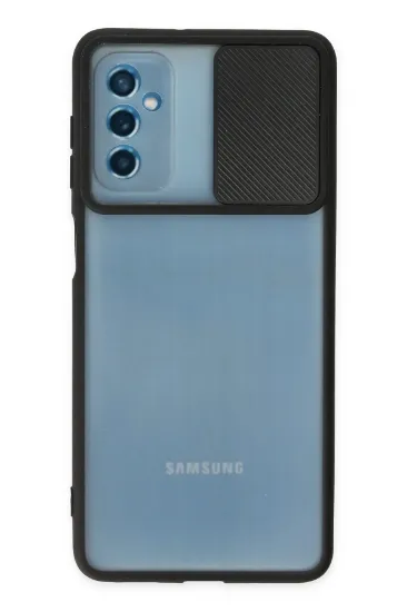 Newface Samsung Galaxy M52 5G Kılıf Palm Buzlu Kamera Sürgülü Silikon - Siyah resmi