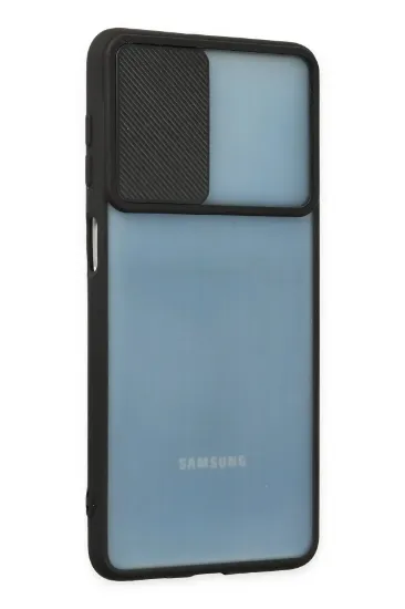 Newface Samsung Galaxy M52 5G Kılıf Palm Buzlu Kamera Sürgülü Silikon - Siyah resmi