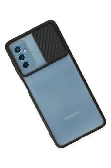 Newface Samsung Galaxy M52 5G Kılıf Palm Buzlu Kamera Sürgülü Silikon - Siyah resmi