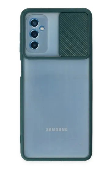 Newface Samsung Galaxy M52 5G Kılıf Palm Buzlu Kamera Sürgülü Silikon - Yeşil resmi