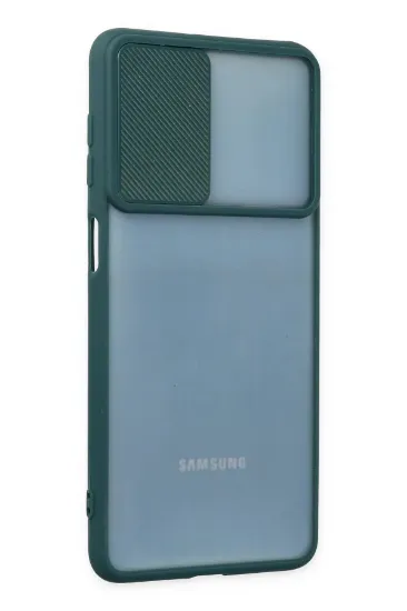 Newface Samsung Galaxy M52 5G Kılıf Palm Buzlu Kamera Sürgülü Silikon - Yeşil resmi