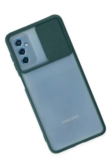 Newface Samsung Galaxy M52 5G Kılıf Palm Buzlu Kamera Sürgülü Silikon - Yeşil resmi