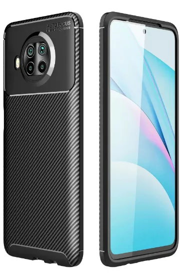 Newface Xiaomi Mi 10T Lite Kılıf Auto Focus Karbon Kapak - Siyah resmi