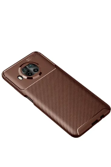 Newface Xiaomi Mi 10T Lite Kılıf Auto Focus Karbon Kapak - Kahverengi resmi
