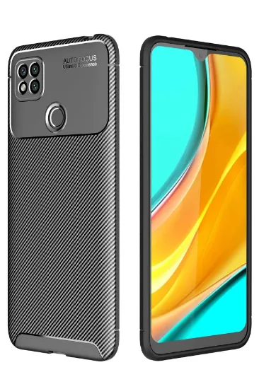 Newface Xiaomi Redmi 9C Kılıf Auto Focus Karbon Kapak - Siyah resmi
