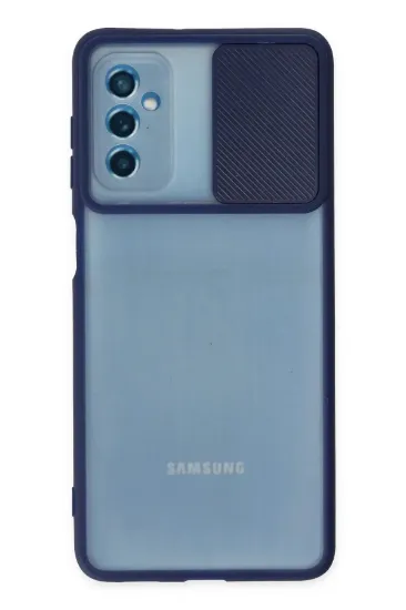 Newface Samsung Galaxy M52 5G Kılıf Palm Buzlu Kamera Sürgülü Silikon - Lacivert resmi