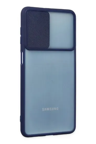Newface Samsung Galaxy M52 5G Kılıf Palm Buzlu Kamera Sürgülü Silikon - Lacivert resmi