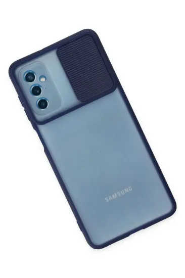 Newface Samsung Galaxy M52 5G Kılıf Palm Buzlu Kamera Sürgülü Silikon - Lacivert resmi