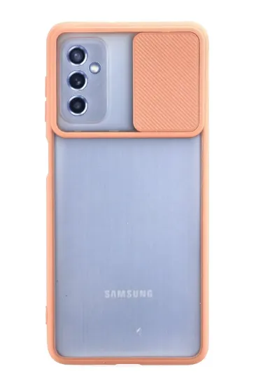 Newface Samsung Galaxy M52 5G Kılıf Palm Buzlu Kamera Sürgülü Silikon - Pembe resmi