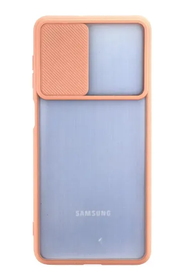 Newface Samsung Galaxy M52 5G Kılıf Palm Buzlu Kamera Sürgülü Silikon - Pembe resmi