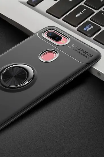 Newface Oppo A12 Kılıf Range Yüzüklü Silikon - Siyah resmi