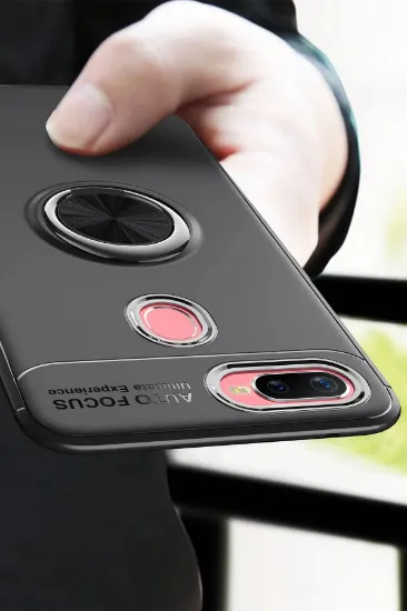 Newface Oppo A12 Kılıf Range Yüzüklü Silikon - Siyah resmi