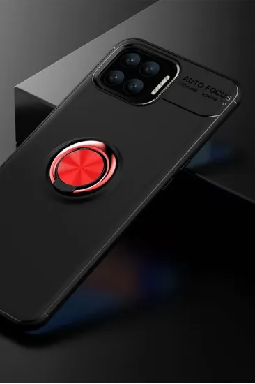 Newface Oppo A73 Kılıf Range Yüzüklü Silikon - Siyah-Kırmızı resmi