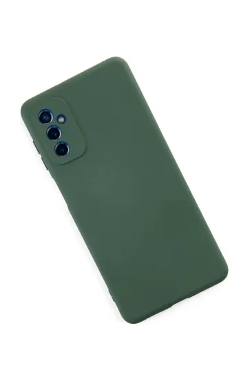 Newface Samsung Galaxy M52 5G Kılıf Nano içi Kadife Silikon - Koyu Yeşil resmi