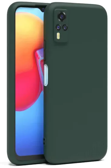 Newface Vivo Y53S Kılıf Nano içi Kadife Silikon - Koyu Yeşil resmi