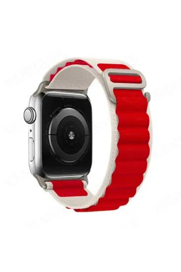 Newface Apple Watch 42mm Mountain Kordon - Beyaz-Kırmızı resmi