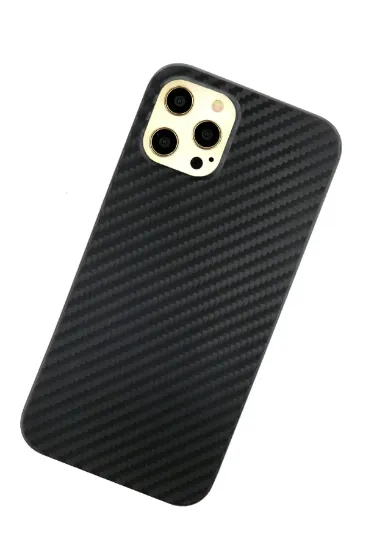 Newface iPhone 12 Pro Max Kılıf Karbon PP Silikon - Siyah resmi