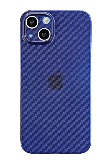 Newface iPhone 13 Kılıf Karbon PP Silikon - Mavi resmi