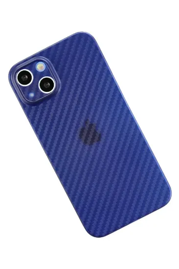 Newface iPhone 13 Kılıf Karbon PP Silikon - Mavi resmi