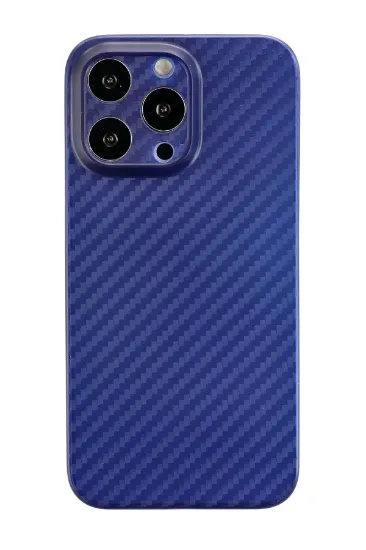 Newface iPhone 13 Pro Kılıf Karbon PP Silikon - Mavi resmi