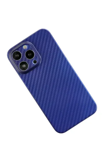Newface iPhone 13 Pro Kılıf Karbon PP Silikon - Mavi resmi