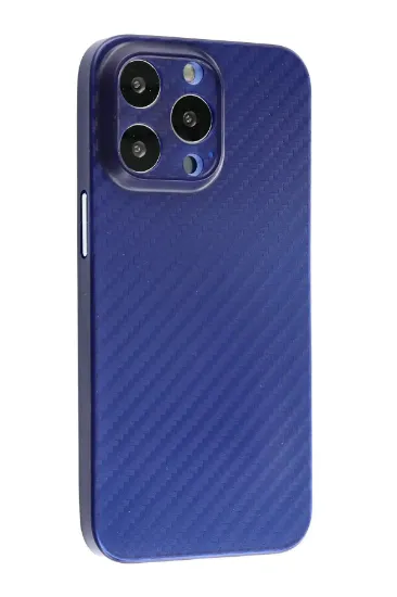 Newface iPhone 13 Pro Kılıf Karbon PP Silikon - Mavi resmi