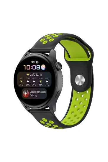 Newface Watch 20mm Spor Delikli Kordon - Siyah-Yeşil resmi