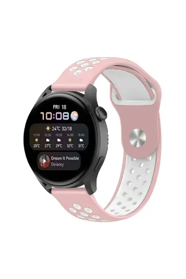 Newface Watch 20mm Spor Delikli Kordon - Pembe-Beyaz resmi