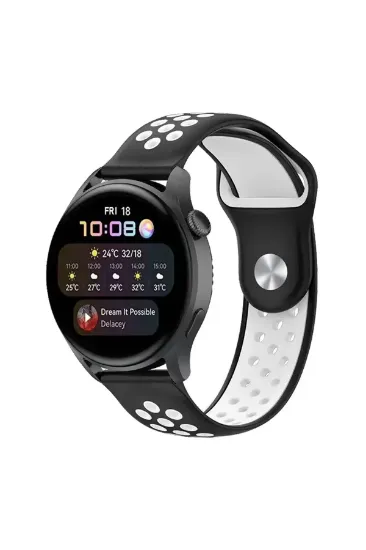 Newface Watch 20mm Spor Delikli Kordon - Siyah-Beyaz resmi