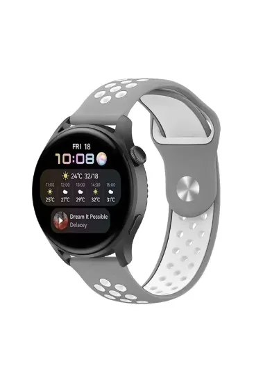 Newface Watch 20mm Spor Delikli Kordon - Gri-Beyaz resmi