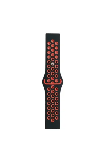 Newface Watch 22mm Spor Delikli Kordon - Siyah-Kırmızı resmi