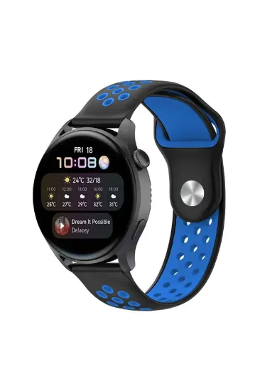 Newface Watch 22mm Spor Delikli Kordon - Siyah-Mavi resmi