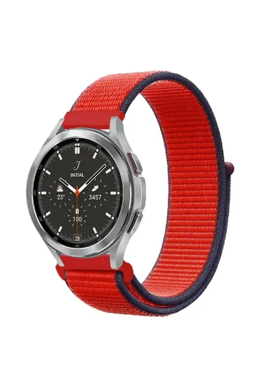 Newface Watch 22mm Hasırlı Cırtcırtlı Kordon - Kırmızı resmi