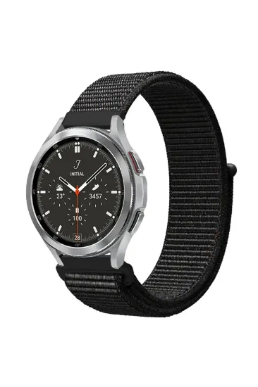Newface Watch 22mm Hasırlı Cırtcırtlı Kordon - Siyah-Mavi resmi