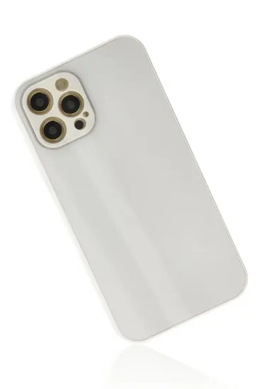 Newface iPhone 12 Pro Kılıf Glass Kapak - Beyaz resmi