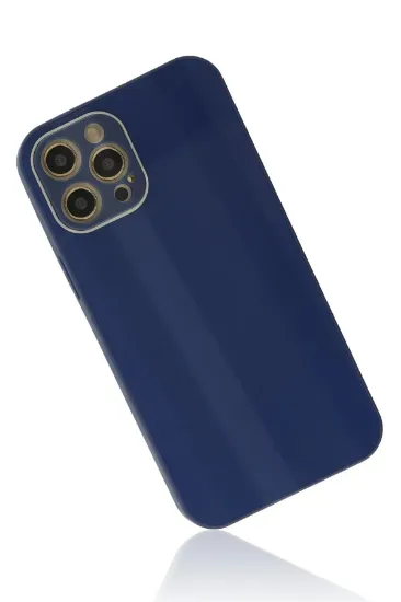 Newface iPhone 12 Pro Kılıf Glass Kapak - Lacivert resmi