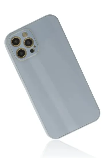 Newface iPhone 12 Pro Kılıf Glass Kapak - Sky Blue resmi