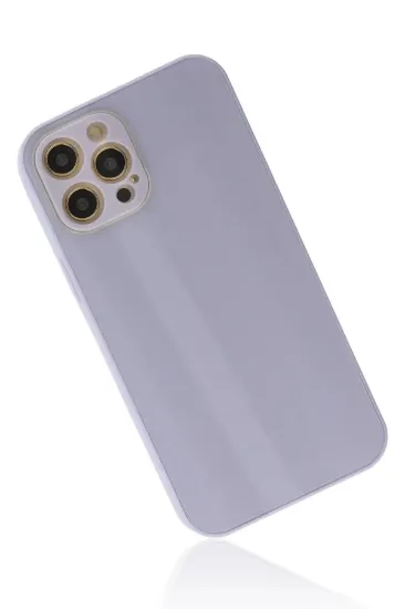 Newface iPhone 12 Pro Kılıf Glass Kapak - Lila resmi