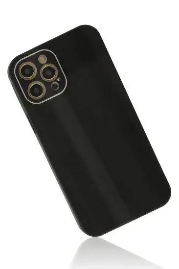Newface iPhone 12 Pro Max Kılıf Glass Kapak - Siyah resmi