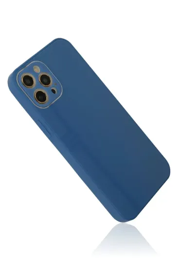 Newface iPhone 12 Pro Max Kılıf Glass Kapak - Mavi resmi