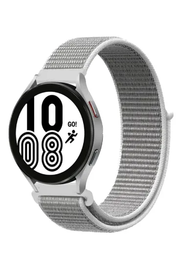 Newface Samsung Galaxy Watch 4 Hasırlı Cırtcırtlı Kordon - Beyaz resmi