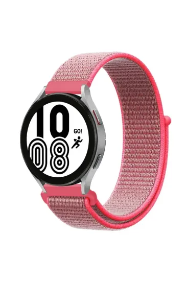 Newface Samsung Galaxy Watch 4 Hasırlı Cırtcırtlı Kordon - Pembe resmi