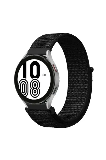 Newface Samsung Galaxy Watch 4 Hasırlı Cırtcırtlı Kordon - Siyah resmi