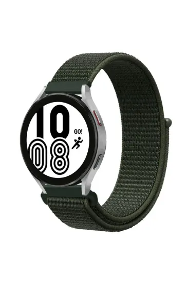 Newface Samsung Galaxy Watch 4 Hasırlı Cırtcırtlı Kordon - Haki Yeşil resmi