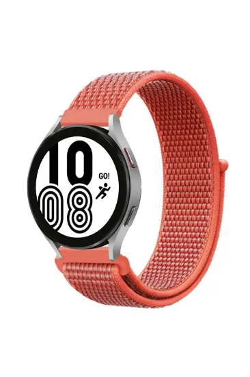 Newface Samsung Galaxy Watch 4 Hasırlı Cırtcırtlı Kordon - Turuncu resmi
