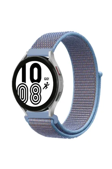 Newface Samsung Galaxy Watch 4 Hasırlı Cırtcırtlı Kordon - Lila-Mor resmi