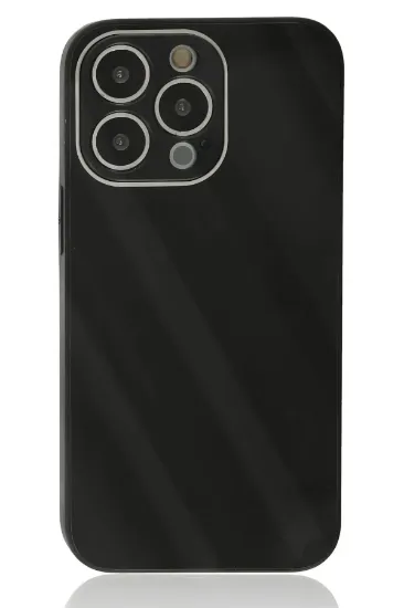 Newface iPhone 13 Pro Kılıf Glass Kapak - Siyah resmi