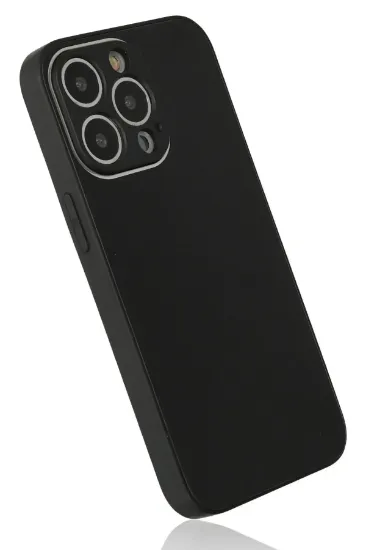 Newface iPhone 13 Pro Kılıf Glass Kapak - Siyah resmi